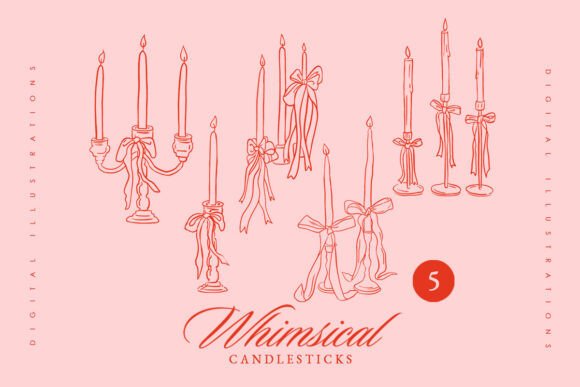 5 Whimsical Candlestick Wedding Clipart: Elegant Design Assets