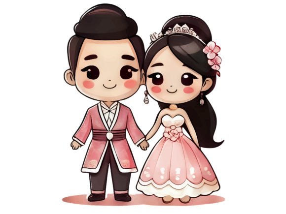 A Cartoon Couple in a Wedding Dress: Perfect for Invitations