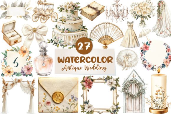 Antique Ivory Wedding Clipart: Elevate Your Designs