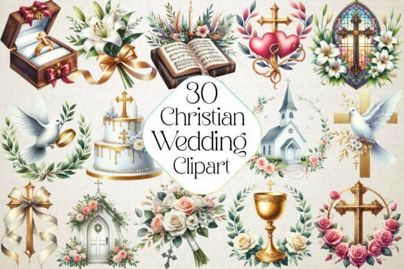 Christian Wedding Clipart: Designing with Faith-Based Imagery
