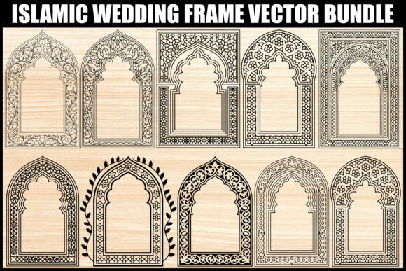 Elegant Islamic Wedding Arch Frame Vector Set for Designers