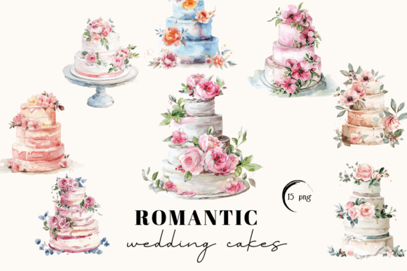 Elegant Watercolor Wedding Clipart: A Cake Designer's Dream