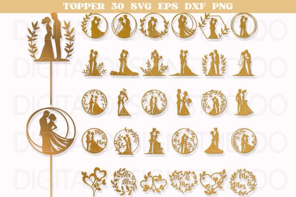 Elegant Wedding Cake Topper SVG: The Mr Mrs Collection