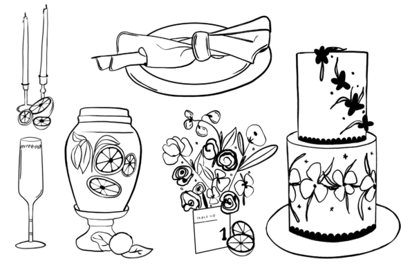 Hand Drawn Wedding Table Clipart Set: Your Secret to Authentic Stationery