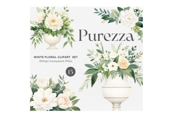 Purezza: White Wedding Floral Clipart