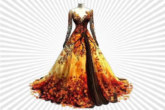 Warmth & Whimsy: Working with Autumn Wedding Dress Clipart