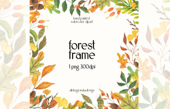Watercolor Forest Frame Wedding Clipart for Elegant Invitations