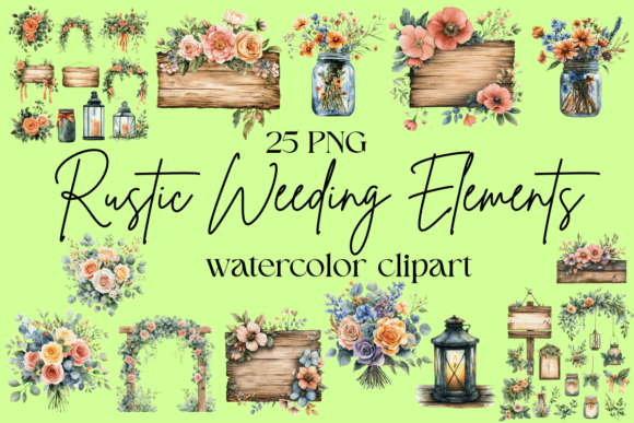 Watercolor Rustic Wedding Elements: Elevate Your Designs